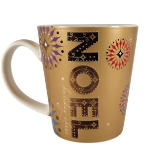 Starbucks 2006 Gold Noel Holiday Cheer Mug 14oz Christmas Coffee Cup Rare